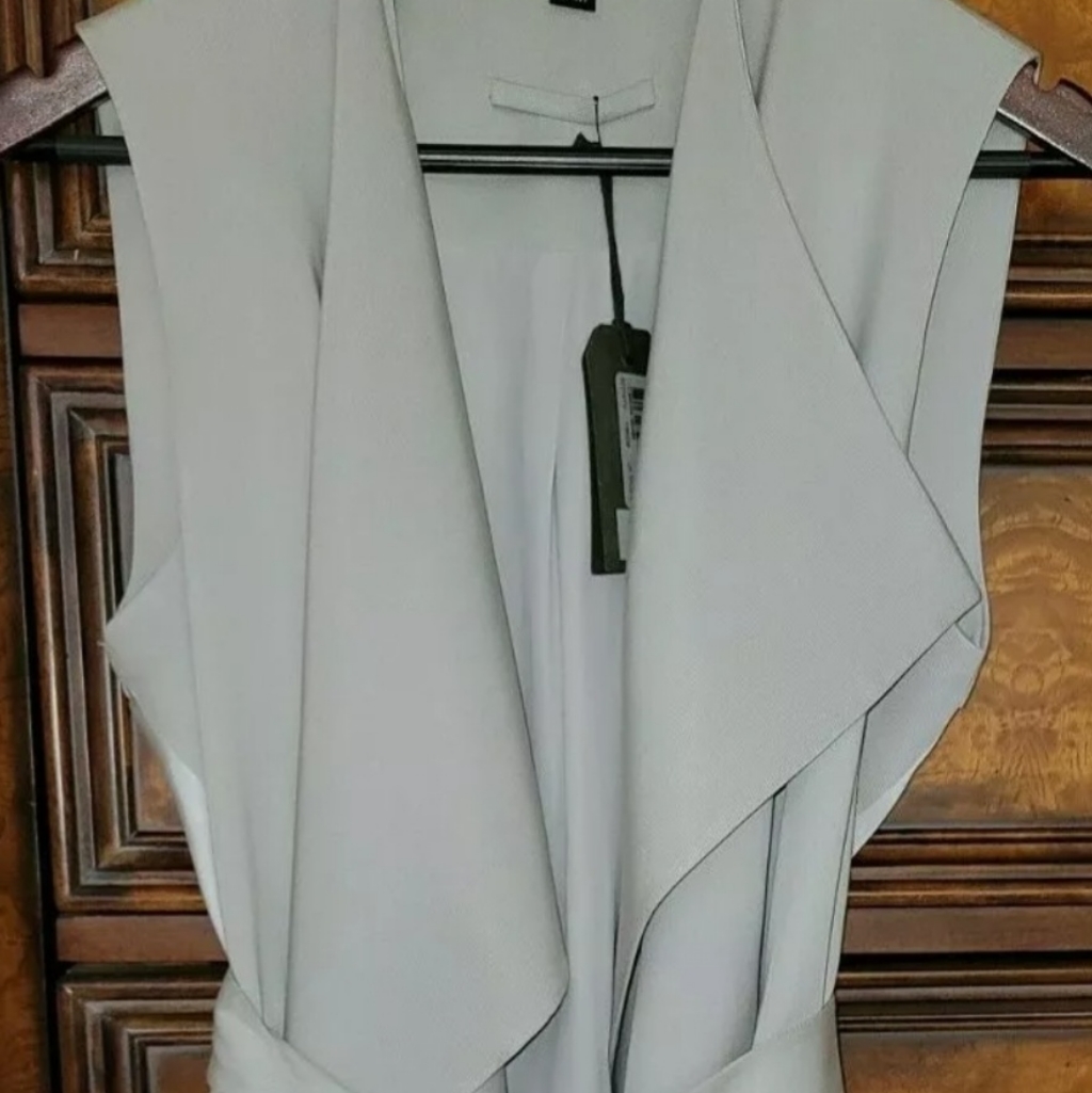 All Saints Taupe Sleeveless Vest Trench Coat Jacket 2